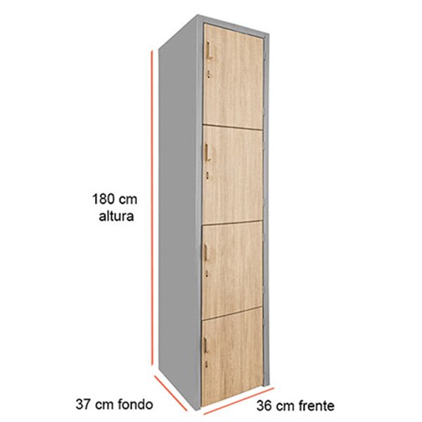 Locker 4 Puertas Acabado Roble Mérida